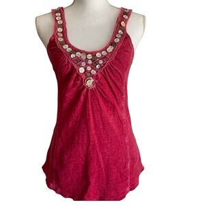 Embellished deep pink Sleeveless Top